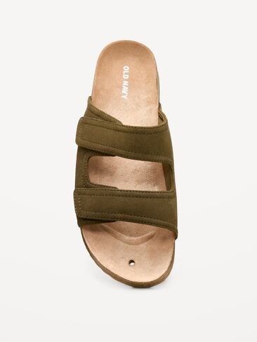 Old Navy Faux-Suede Double-Strap Slide Sandals for Men - Dark Olive in Saudi Arabia