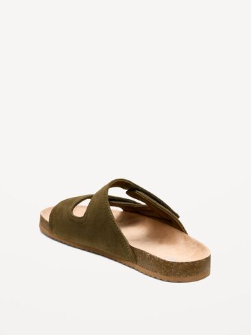 Old Navy Faux-Suede Double-Strap Slide Sandals for Men - Dark Olive in Saudi Arabia