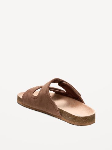 Old Navy Faux-Suede Double-Strap Slide Sandals for Men - Brown in Saudi Arabia