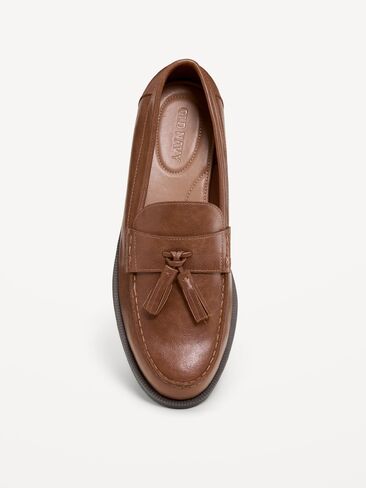Old Navy Faux-Leather Tassel Loafers for Men - Chestnut in Saudi Arabia