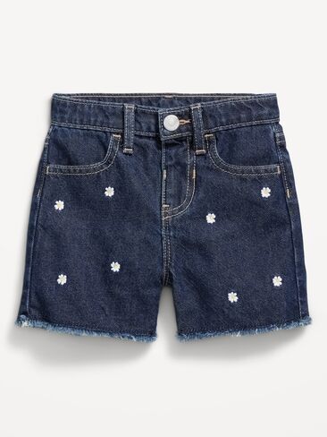 Old Navy Embroidered Frayed-Hem Jean Shorts for Toddler Girls - FLORAL EMBROIDERY in Saudi Arabia