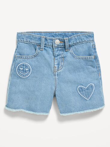 Old Navy Embroidered Frayed-Hem Jean Shorts for Toddler Girls - Light Wash in Saudi Arabia