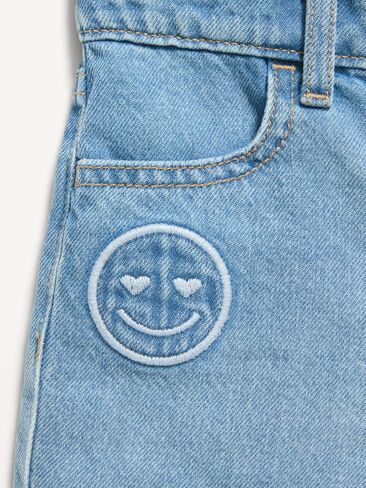 Old Navy Embroidered Frayed-Hem Jean Shorts for Toddler Girls - Light Wash in Saudi Arabia