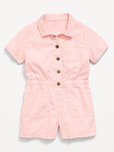 Old Navy Short-Sleeve Utility Romper for Toddler Girls - Pink Sky in Saudi Arabia