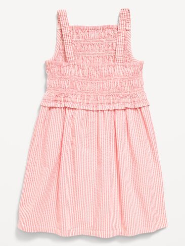 Old Navy Sleeveless Smocked Textured Dress for Toddler Girls - Pink Stripe in Saudi Arabia