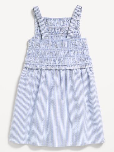 Old Navy Sleeveless Smocked Textured Dress for Toddler Girls - Blue Stripe in Saudi Arabia