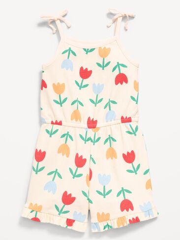 Old Navy Sleeveless Tie-Bow Ribbed Romper for Toddler Girls - TULIP FLORAL in Saudi Arabia