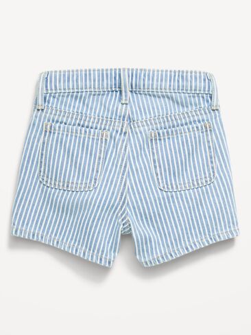 شورت جينز مارينر مخطط عالي الخصر من Old Navy للفتيات الصغيرات - شريط غسيل خفيف in Saudi Arabia