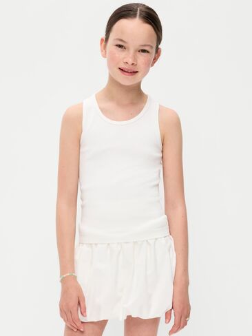 Old Navy Fitted Seamless Ribbed Racerback Performance Top for Girls - White Lilies in Saudi Arabia