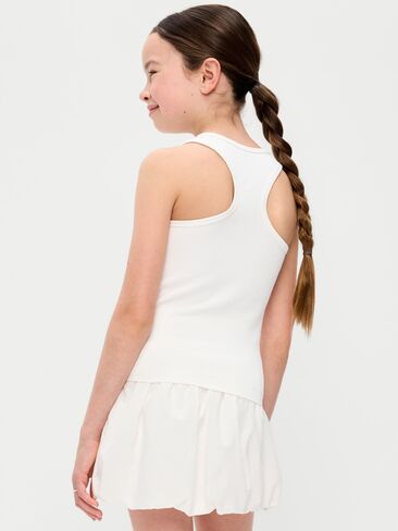 Old Navy Fitted Seamless Ribbed Racerback Performance Top for Girls - White Lilies in Saudi Arabia