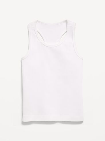Old Navy Fitted Seamless Ribbed Racerback Performance Top for Girls - White Lilies in Saudi Arabia