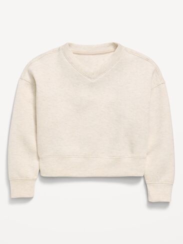 سويت شيرت صوف بفتحة رقبة شكل V للبنات من Old Navy Bounce - هيذر الشوفان in Saudi Arabia