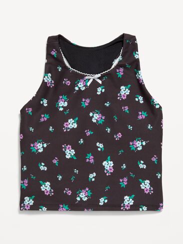 حمالة صدر رياضية PowerSoft Longline للبنات من Old Navy - زهور سوداء in Saudi Arabia