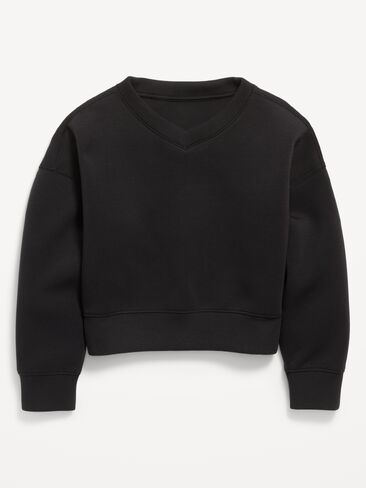 Old Navy Bounce Fleece V-Neck Sweatshirt for Girls - Black Jack in Saudi Arabia