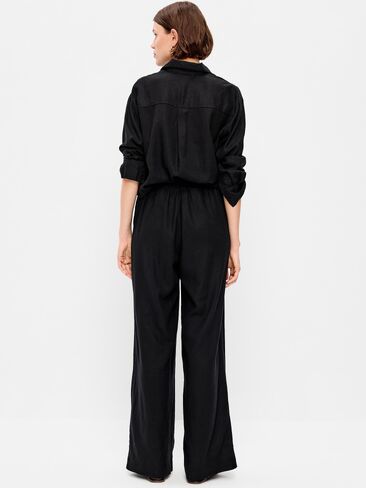 Old Navy High-Waisted Linen-Blend Super Wide-Leg Pants - Black Jack in Saudi Arabia
