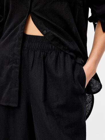 Old Navy High-Waisted Linen-Blend Super Wide-Leg Pants - Black Jack in Saudi Arabia