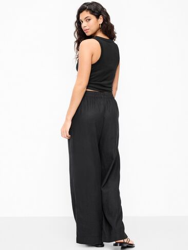 Old Navy High-Waisted Linen-Blend Super Wide-Leg Pants - Black Jack in Saudi Arabia