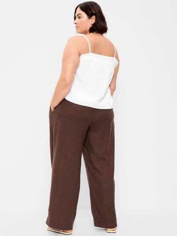 بنطال Old Navy عالي الخصر مصنوع من مزيج الكتان وواسع الساق - بيبركورن in Saudi Arabia