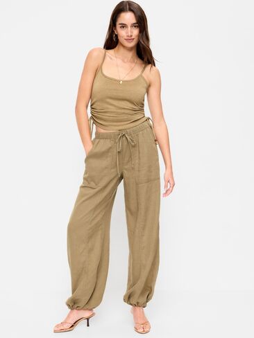 بنطلون من مزيج الكتان متوسط ​​الارتفاع من Old Navy بطول الكاحل - أعشاب مجففة in Saudi Arabia