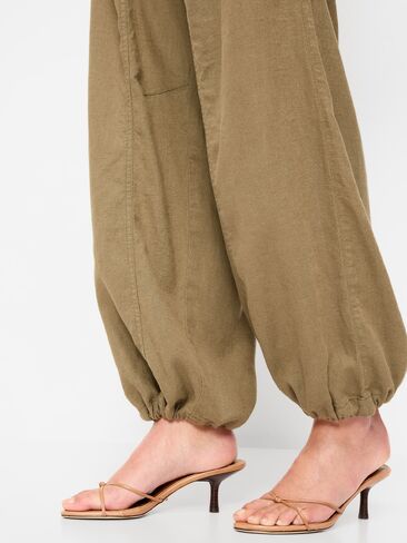 بنطلون من مزيج الكتان متوسط ​​الارتفاع من Old Navy بطول الكاحل - أعشاب مجففة in Saudi Arabia