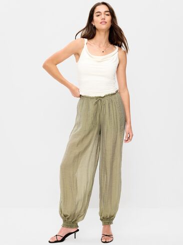 بنطلون حريم شيفون شفاف عالي الخصر من Old Navy - أعشاب مجففة in Saudi Arabia