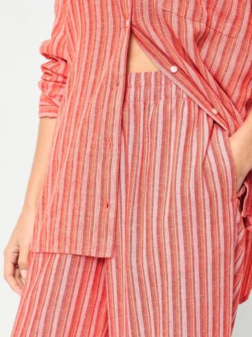 بنطال Old Navy عالي الخصر مصنوع من مزيج الكتان وواسع الساق - شريط برتقالي in Saudi Arabia