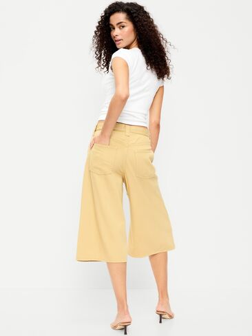 بنطال كولوت واسع الساق برباط متوسط ​​الارتفاع من Old Navy - النخيل الذهبي in Saudi Arabia
