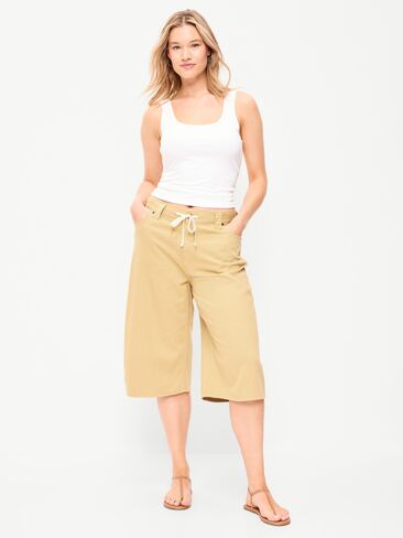 بنطال كولوت واسع الساق برباط متوسط ​​الارتفاع من Old Navy - النخيل الذهبي in Saudi Arabia