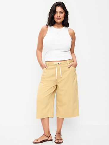 بنطال كولوت واسع الساق برباط متوسط ​​الارتفاع من Old Navy - النخيل الذهبي in Saudi Arabia