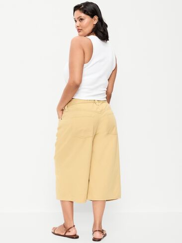 بنطال كولوت واسع الساق برباط متوسط ​​الارتفاع من Old Navy - النخيل الذهبي in Saudi Arabia