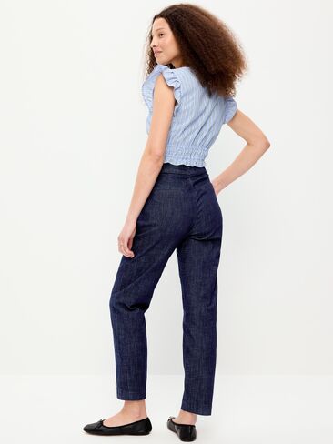 Old Navy High-Waisted Pixie Straight Pants - Dark Wash in Saudi Arabia