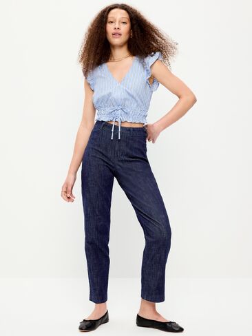 Old Navy High-Waisted Pixie Straight Pants - Dark Wash in Saudi Arabia