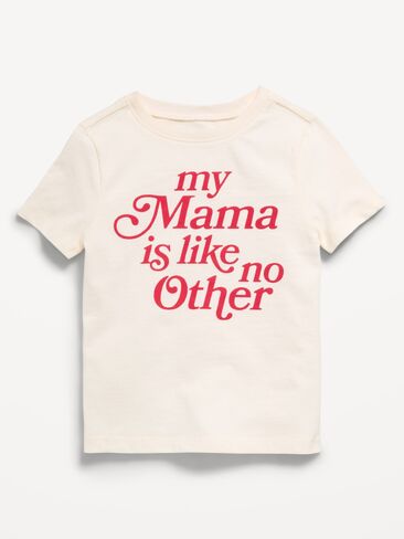 تي شيرت برسومات بأكمام قصيرة من Old Navy للفتيات الصغيرات - كريمي in Saudi Arabia