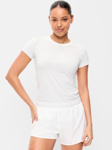 Old Navy Seamless Fitted T-Shirt - White Stripe in Saudi Arabia