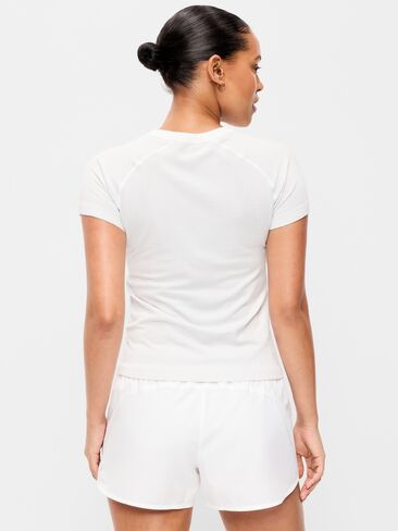 Old Navy Seamless Fitted T-Shirt - White Stripe in Saudi Arabia