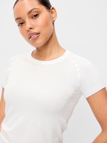 Old Navy Seamless Fitted T-Shirt - White Stripe in Saudi Arabia