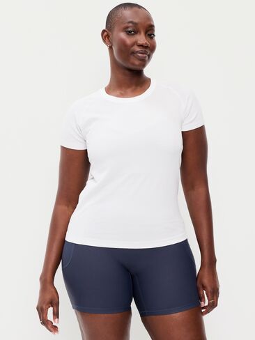 Old Navy Seamless Fitted T-Shirt - White Stripe in Saudi Arabia