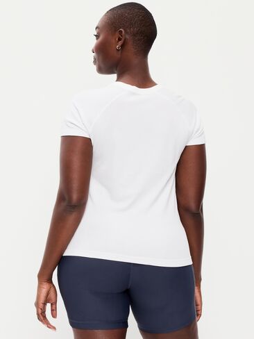 Old Navy Seamless Fitted T-Shirt - White Stripe in Saudi Arabia
