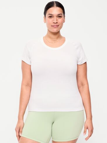 Old Navy Seamless Fitted T-Shirt - White Stripe in Saudi Arabia