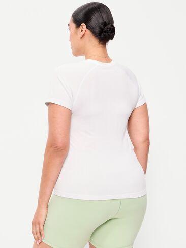 Old Navy Seamless Fitted T-Shirt - White Stripe in Saudi Arabia