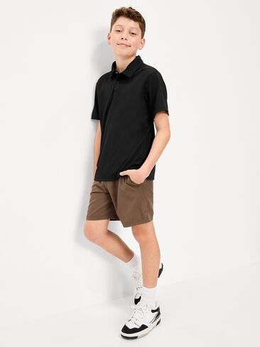Old Navy Short-Sleeve Textured Mesh Polo Shirt for Boys - Black Jack in Saudi Arabia