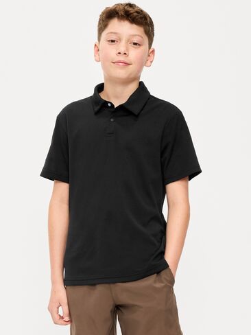 Old Navy Short-Sleeve Textured Mesh Polo Shirt for Boys - Black Jack in Saudi Arabia