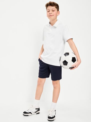 Old Navy Short-Sleeve Textured Mesh Polo Shirt for Boys - White Lilies in Saudi Arabia