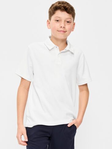 Old Navy Short-Sleeve Textured Mesh Polo Shirt for Boys - White Lilies in Saudi Arabia