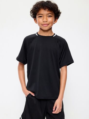 Old Navy Short-Sleeve Textured Mesh Performance T-Shirt for Boys - Black Jack in Saudi Arabia