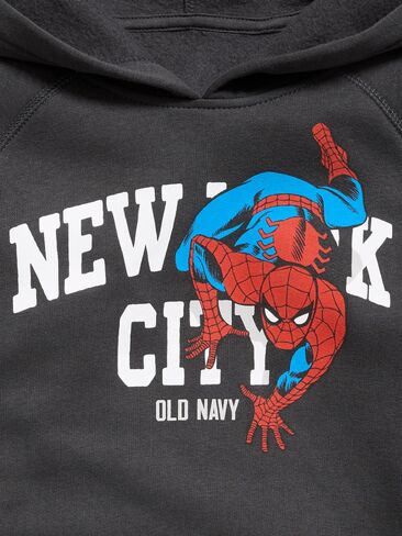 بلوفر بغطاء للرأس مقاس كبير للأولاد من Old Navy Old Navy x Marvel Spider-Man - رمادي النمر in Saudi Arabia