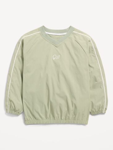 بلوفر Old Navy كبير الحجم برقبة على شكل حرف V للأولاد - أعشاب البحر الباهتة in Saudi Arabia