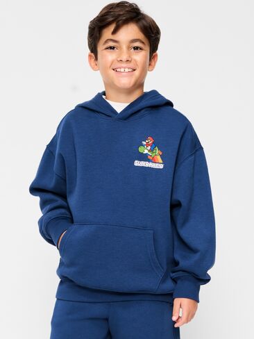 بلوفر بغطاء للرأس برسوم محايدة للجنسين من Old Navy Super Mario™ للأطفال - أزرق باسيفيك in Saudi Arabia