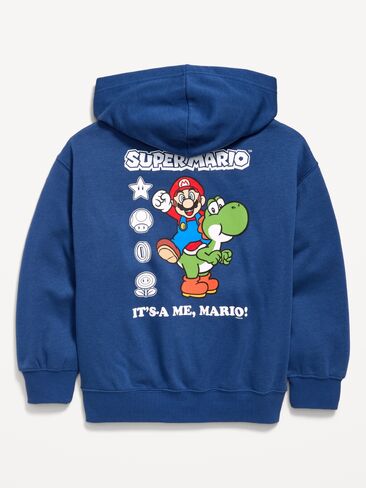 بلوفر بغطاء للرأس برسوم محايدة للجنسين من Old Navy Super Mario™ للأطفال - أزرق باسيفيك in Saudi Arabia