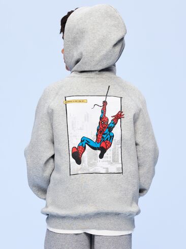 بلوفر بغطاء للرأس مقاس كبير للأولاد من Old Navy x Marvel Spider-Man - رمادي منقط in Saudi Arabia